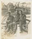 Image of Abie and two men on wheel box of Bowdoin